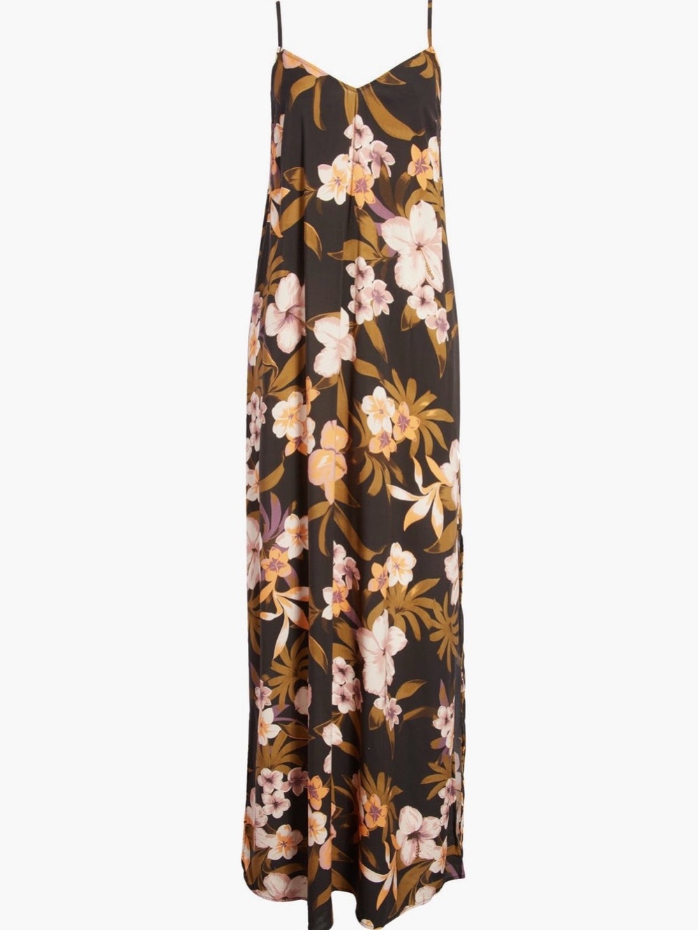 Maaji Black Maxi Skirt with Pink & Brown Floral Print